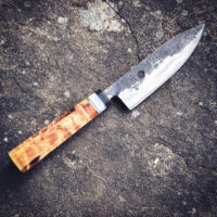 Gate Foot Forge Bespoke Hand Forged Chef Knife – Poplar Burl 135mm